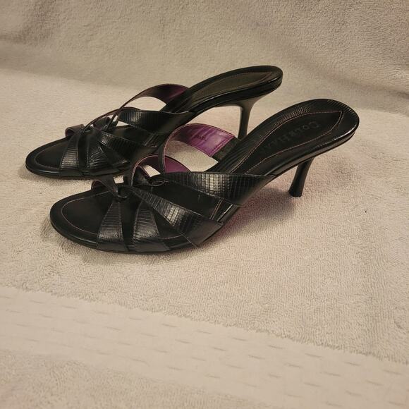 Cole Haan Black Leather Strappy Heeled Open-Toe & Back Shoes Size 7 B - Picture 5 of 9